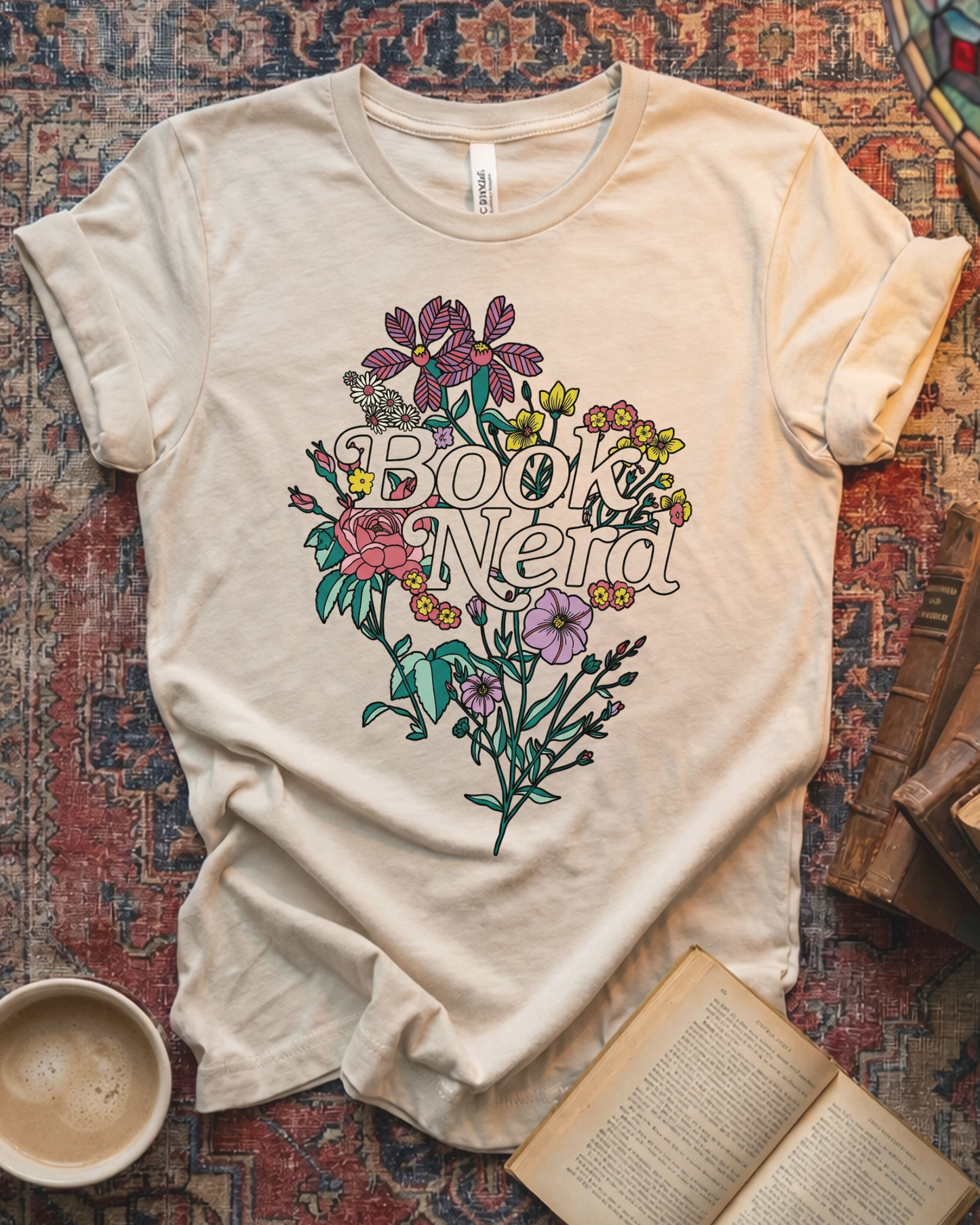 Book Nerd Floral Bouquet T-shirt