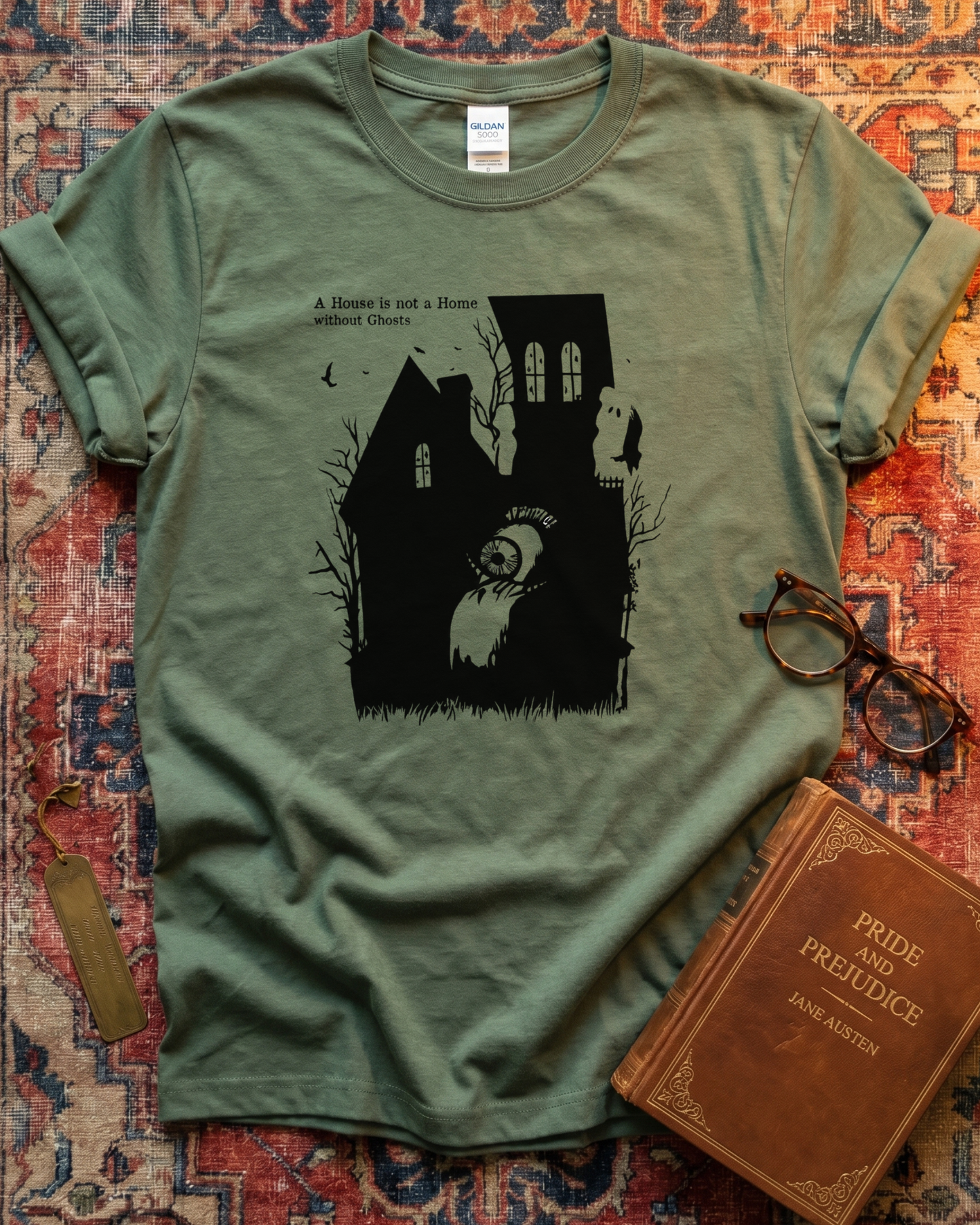 Gothic Ghost House Reading T-shirt