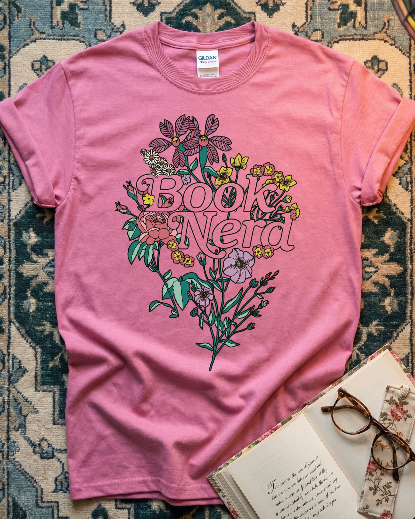 Book Nerd Floral Bouquet T-shirt