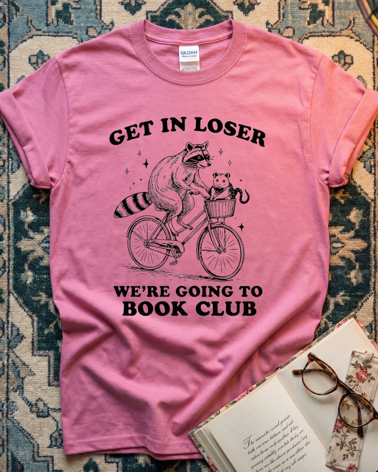 Get In Loser We're Going To Book Club Raccoon T-shirt