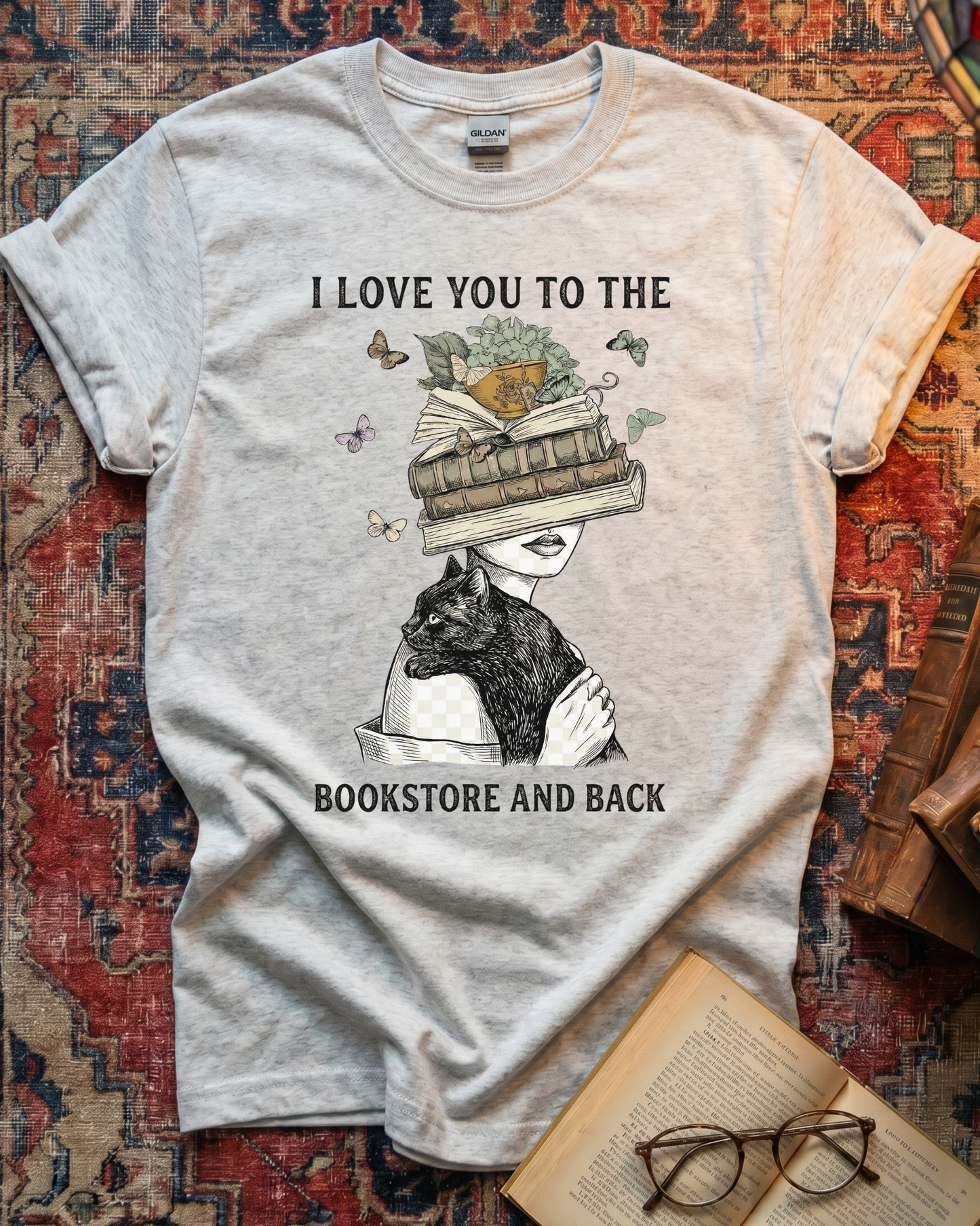 Love You To The Bookstore Cat T-shirt
