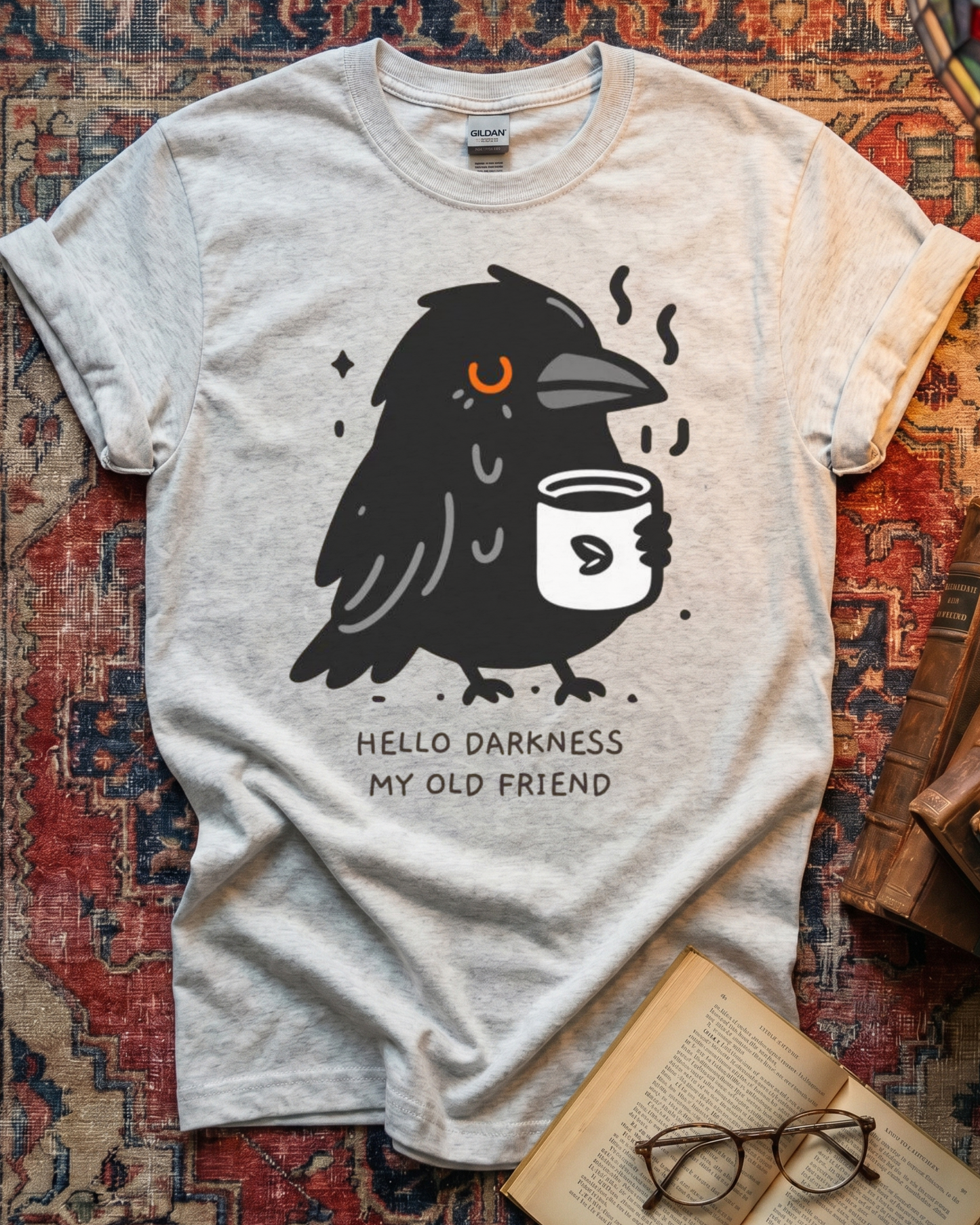 Hello Darkness Coffee Raven T-shirt
