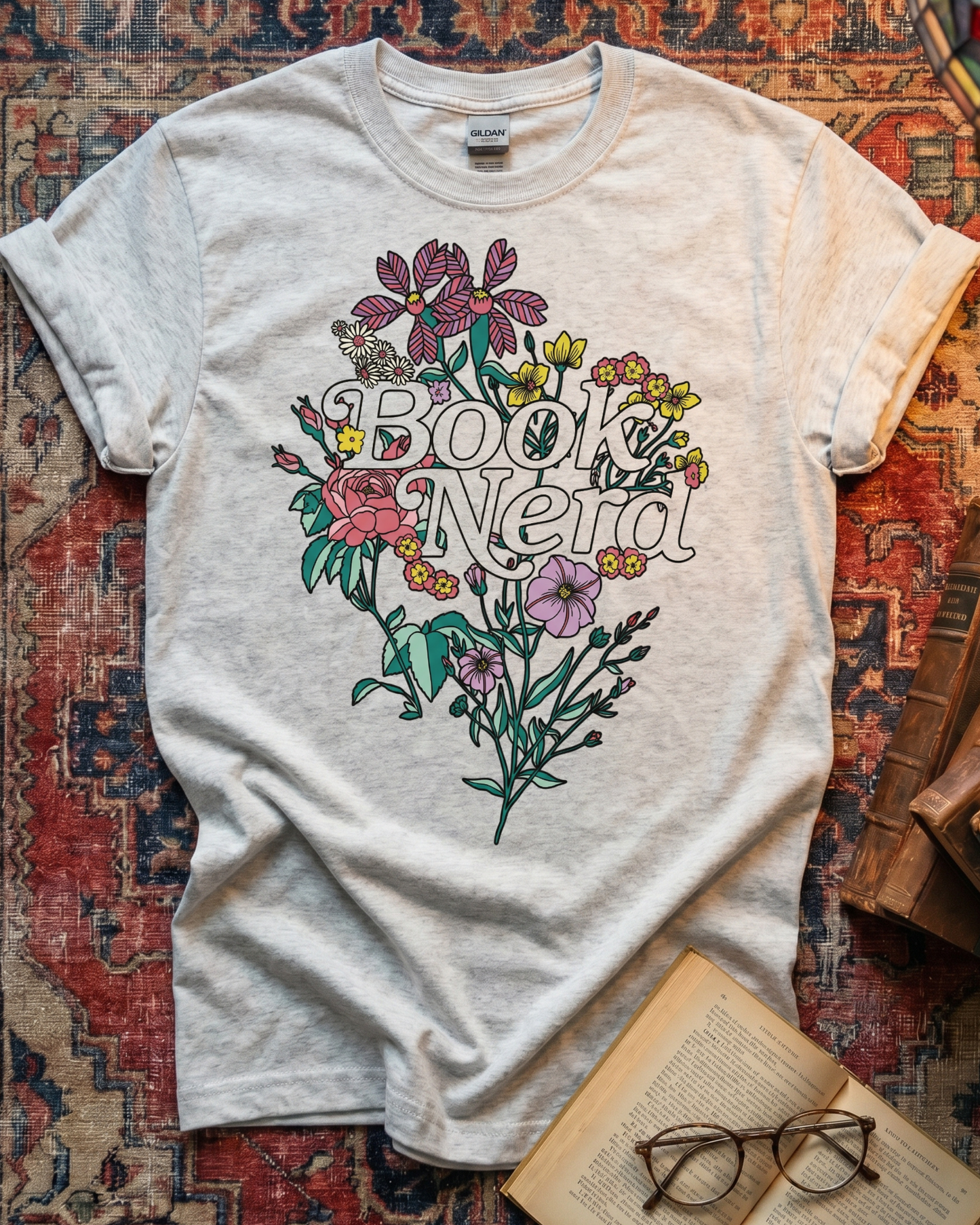 Book Nerd Floral Bouquet T-shirt