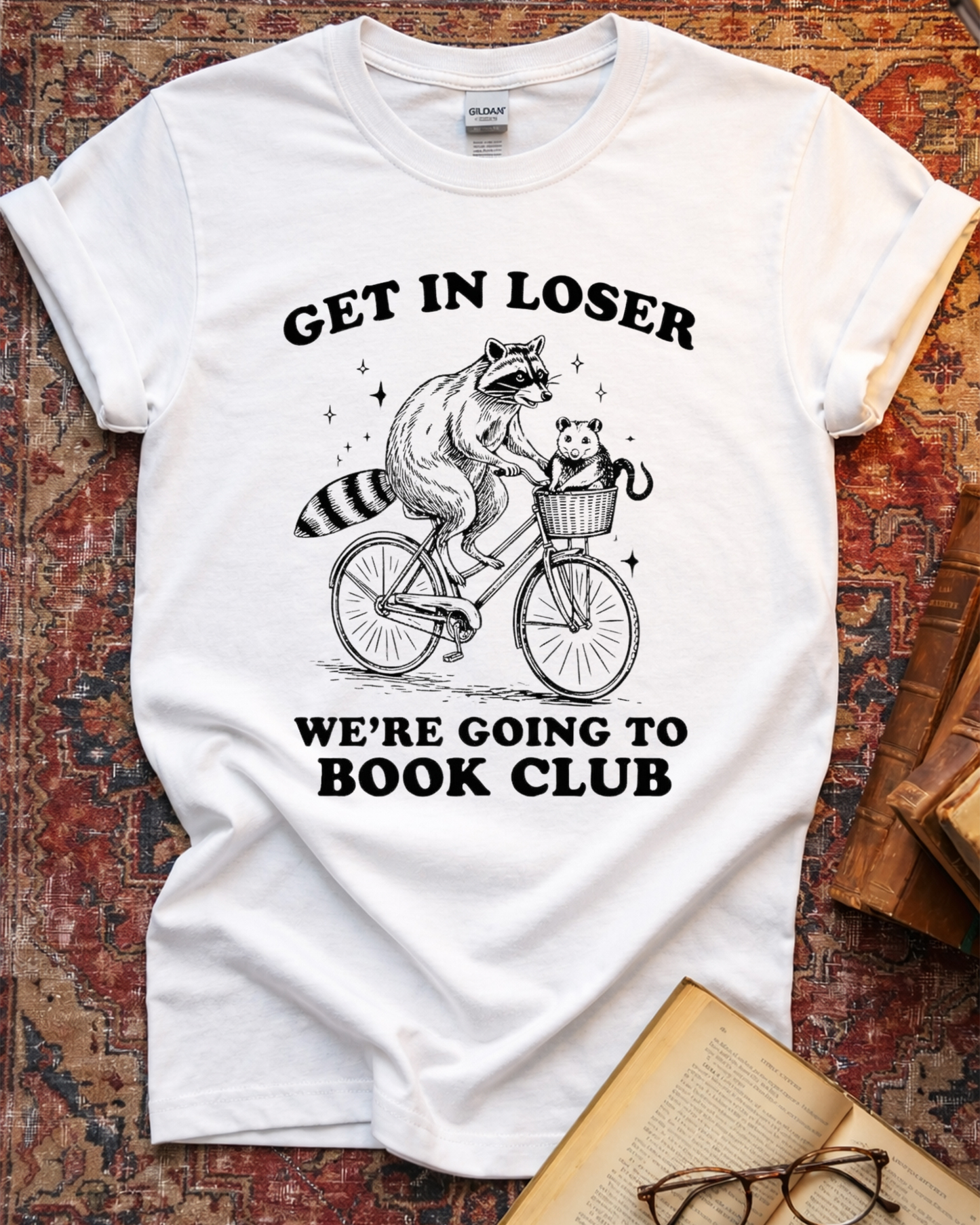 Get In Loser We're Going To Book Club Raccoon T-shirt