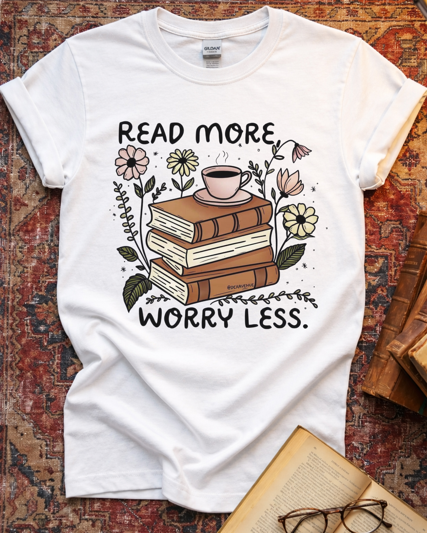 Read More Worry Less Floral T-shirt