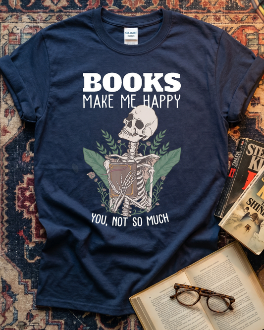 Skeleton Happy Books Reader T-shirt