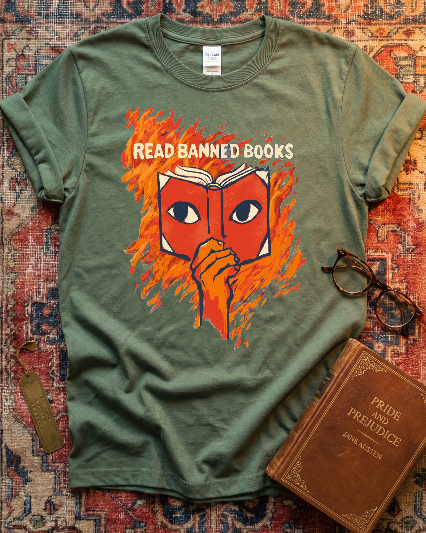 Read Banned Books Flame T-shirt