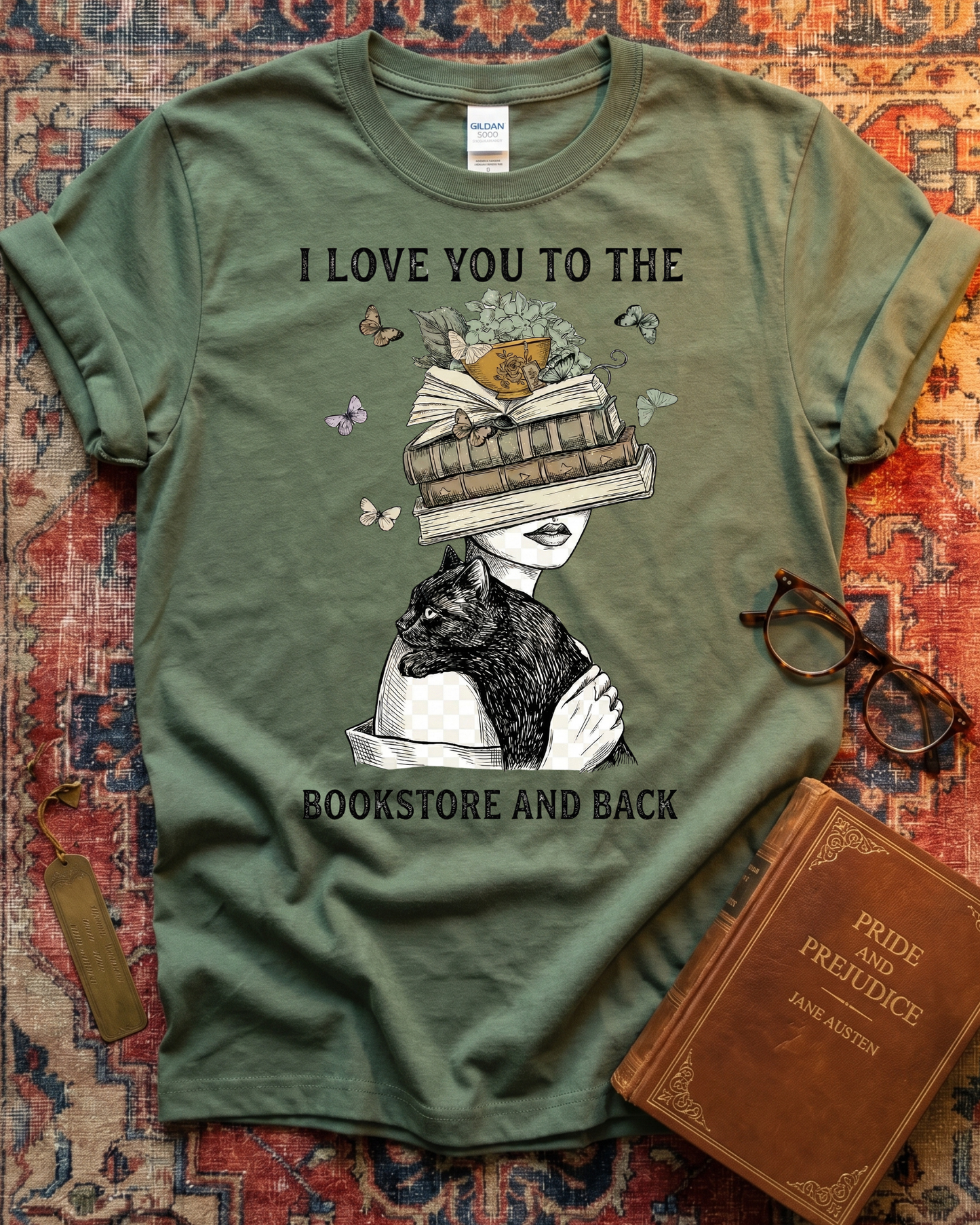 Love You To The Bookstore Cat T-shirt