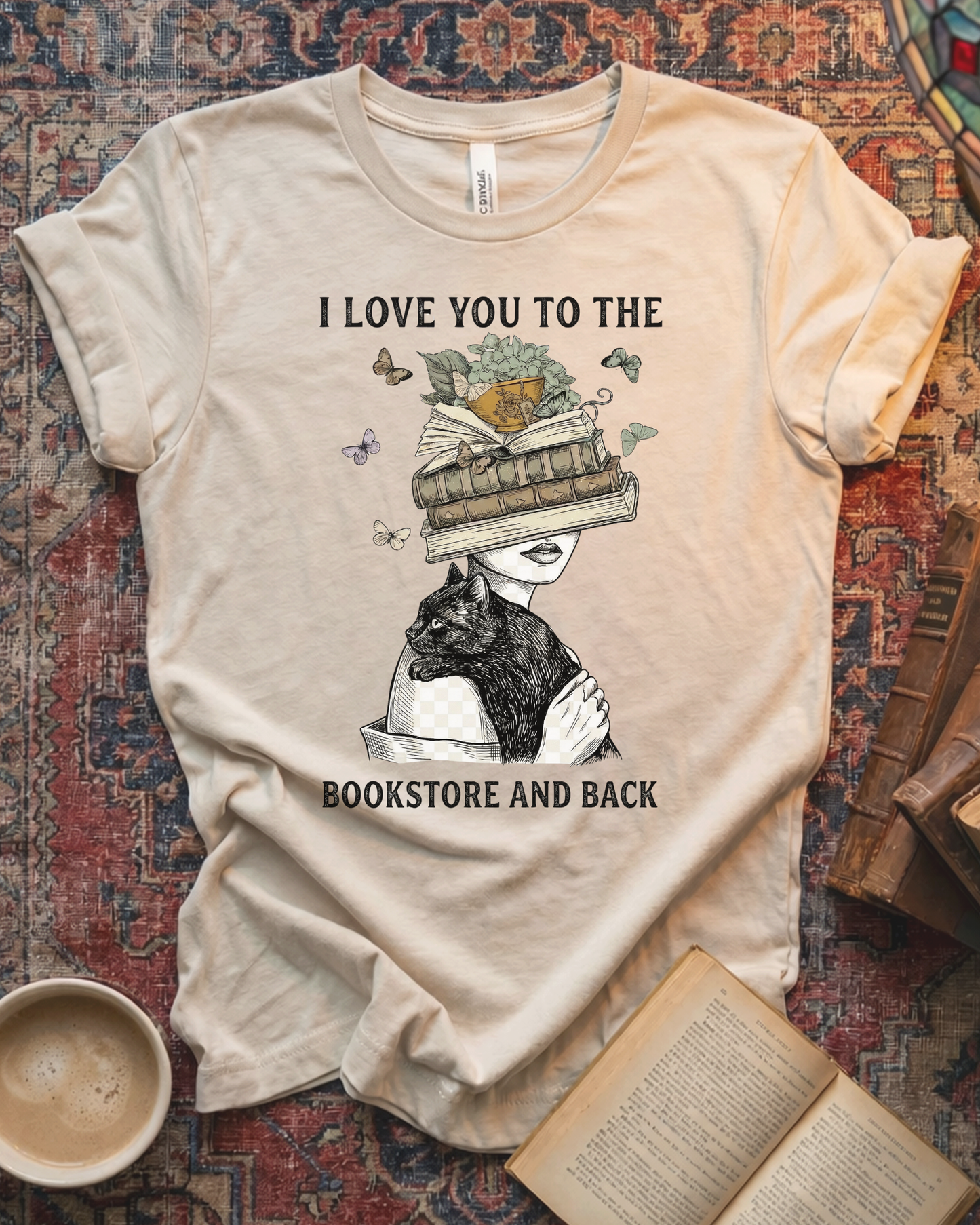 Love You To The Bookstore Cat T-shirt