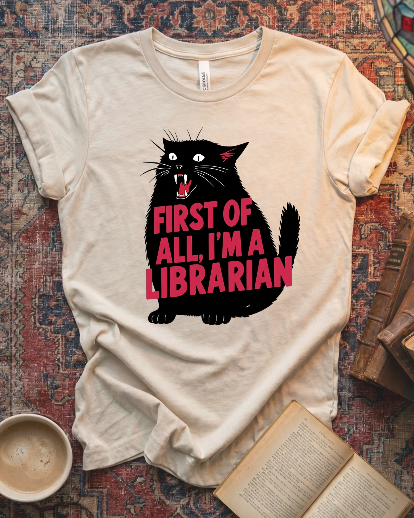 First Of All I'm A Librarian Black Cat T-shirt