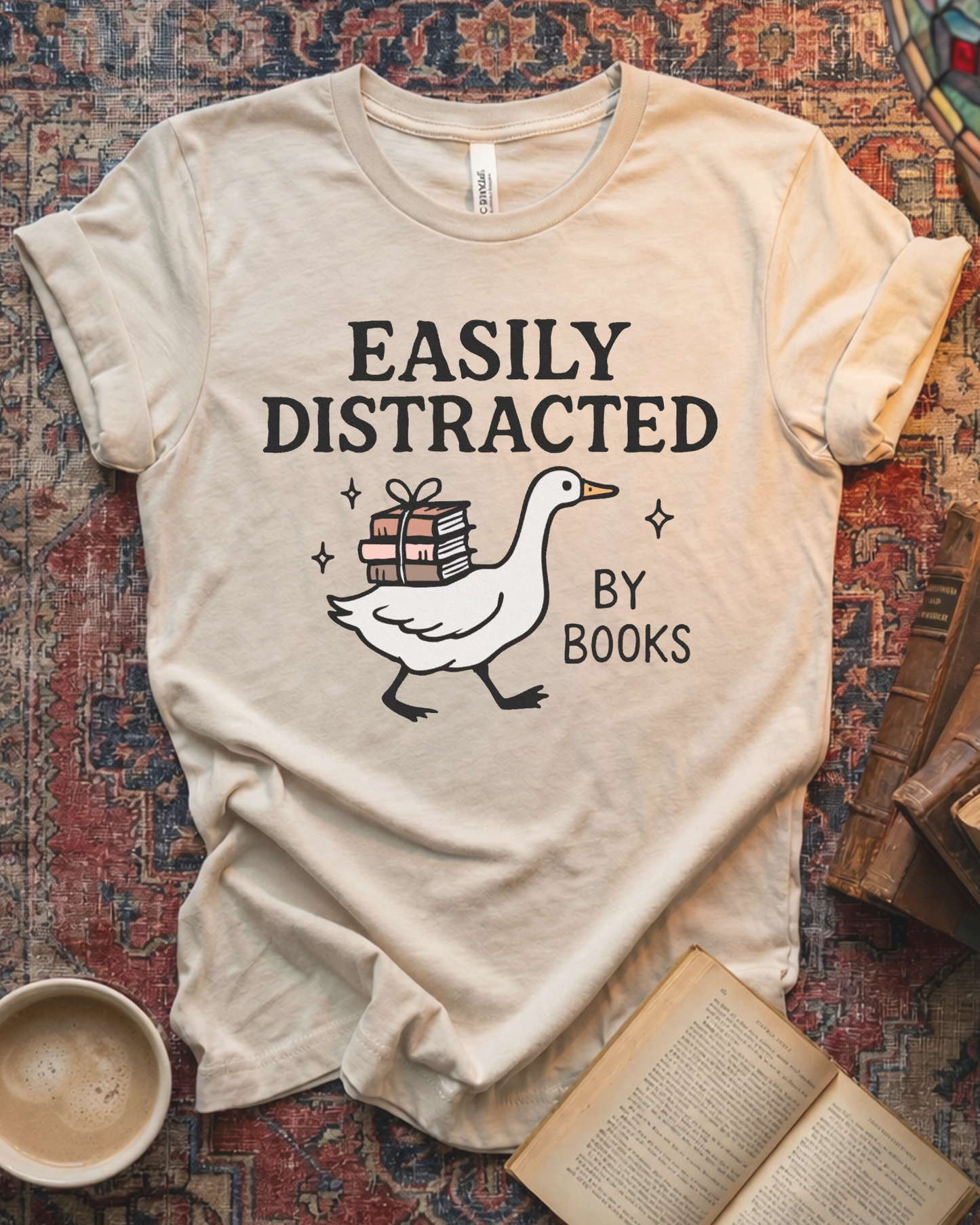 Easily Distracted Duck Reading T-shirt