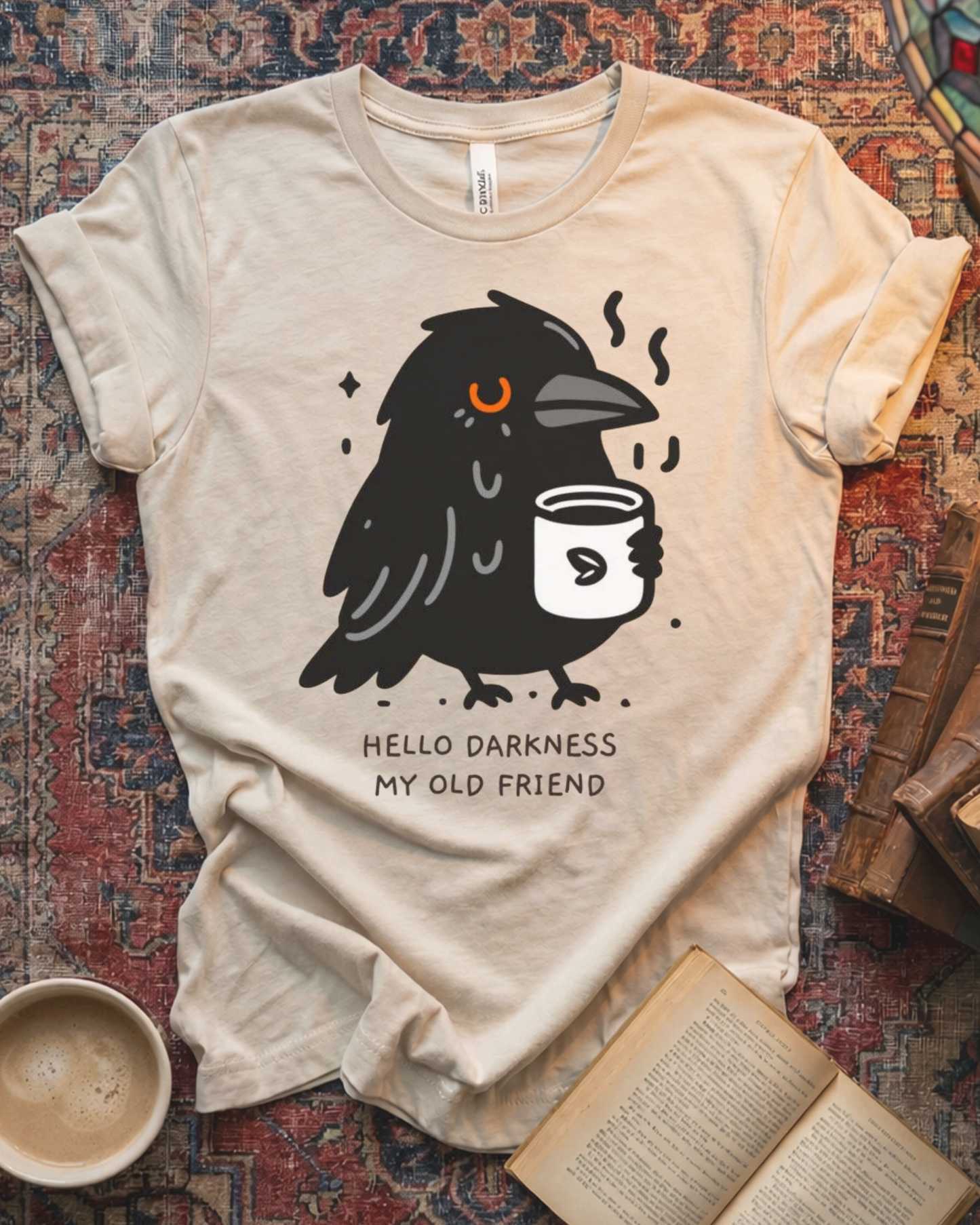 Hello Darkness Coffee Raven T-shirt