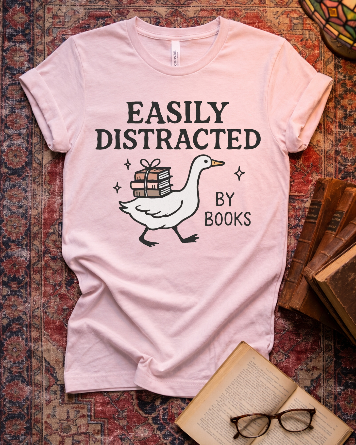 Easily Distracted Duck Reading T-shirt