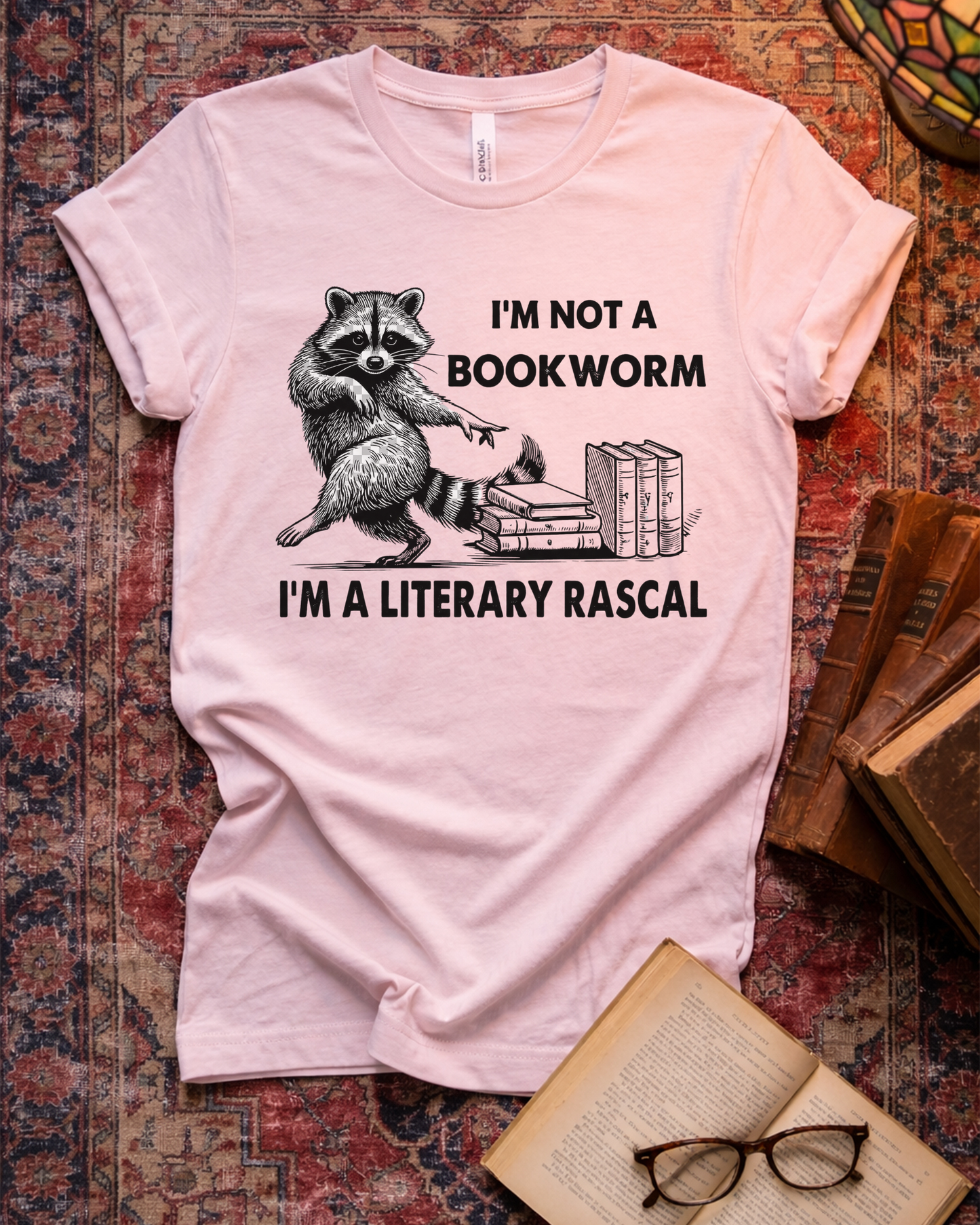 Literary Rascal Raccoon Book Lover T-shirt