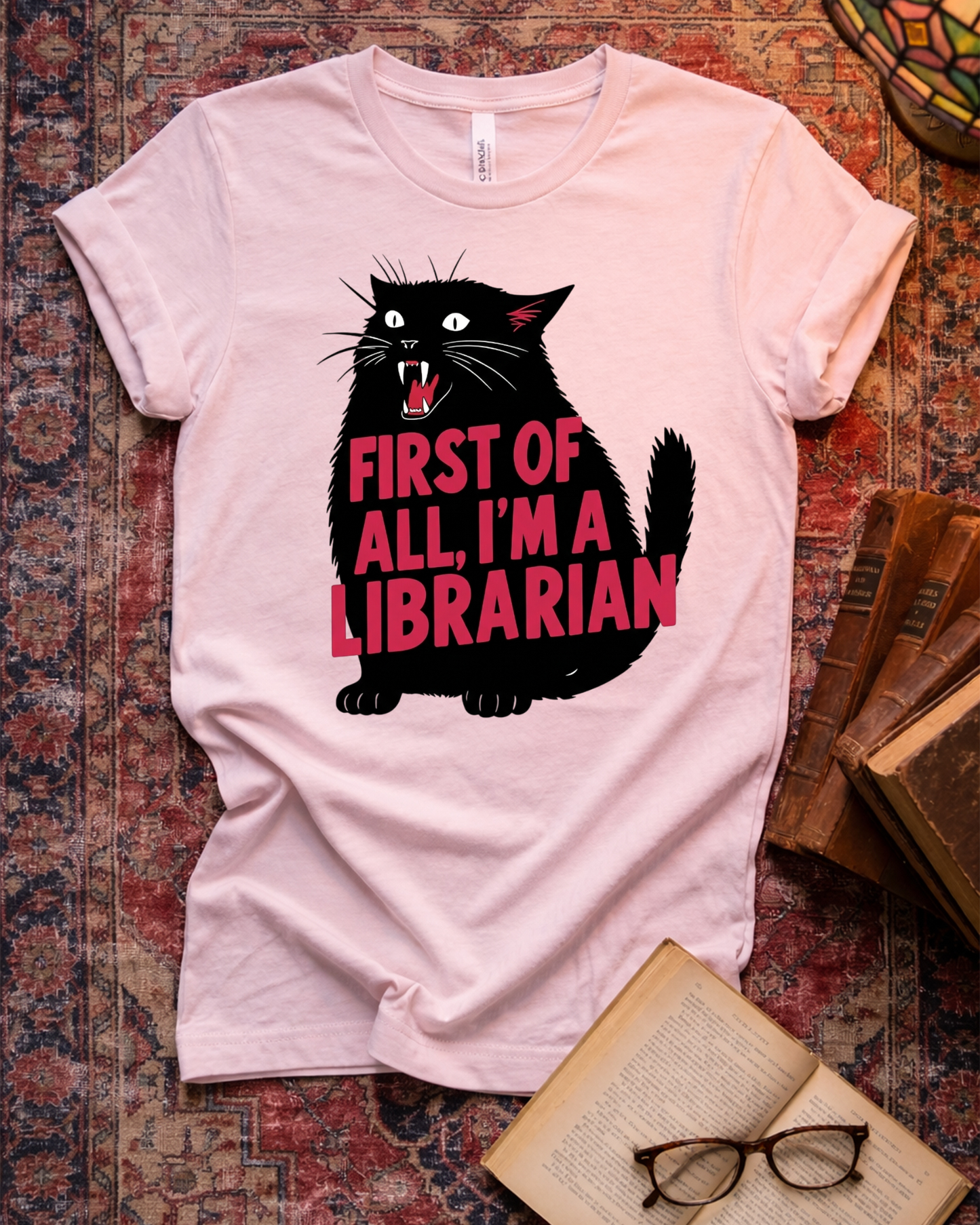 First Of All I'm A Librarian Black Cat T-shirt
