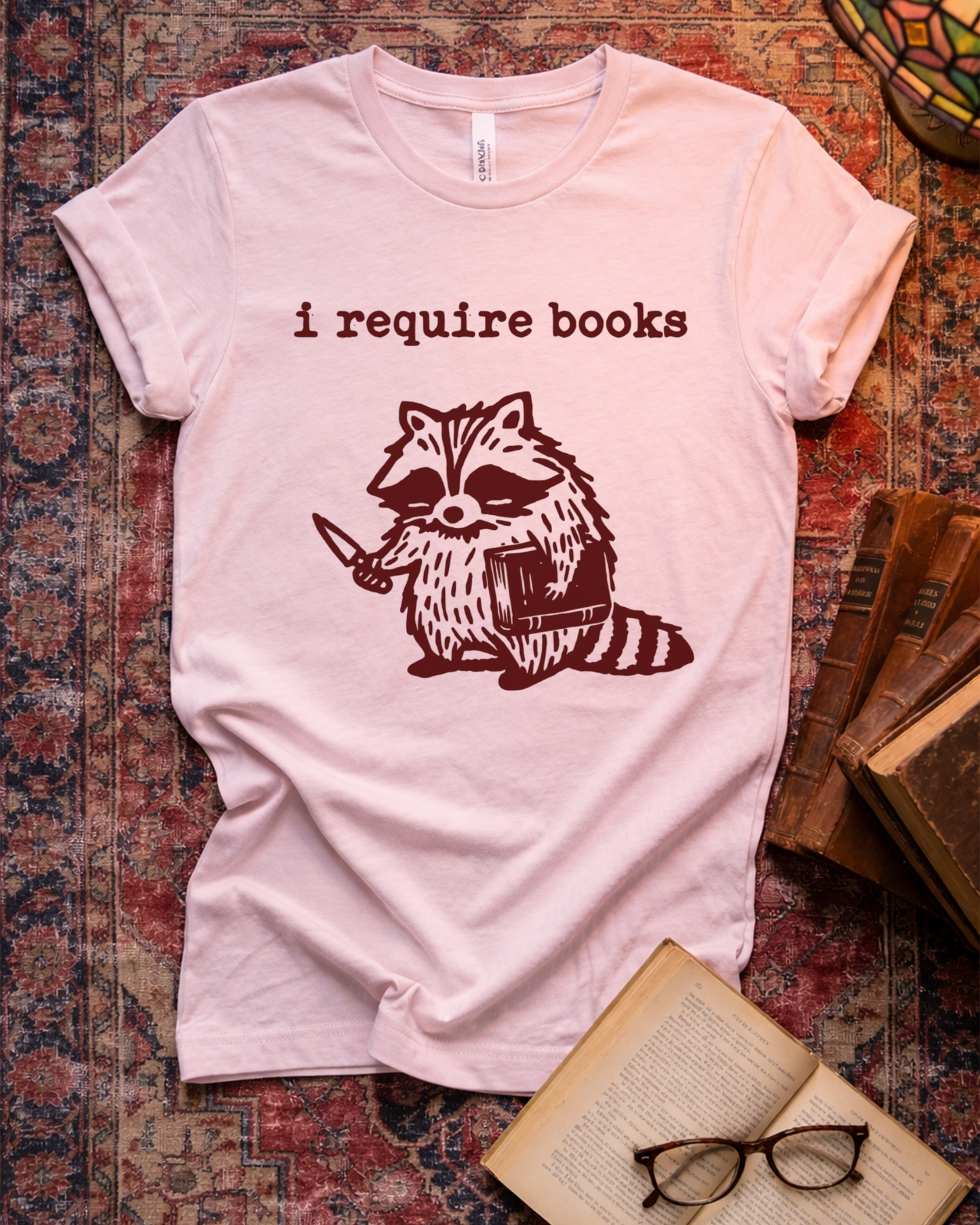 Require Books Raccoon Knife T-shirt