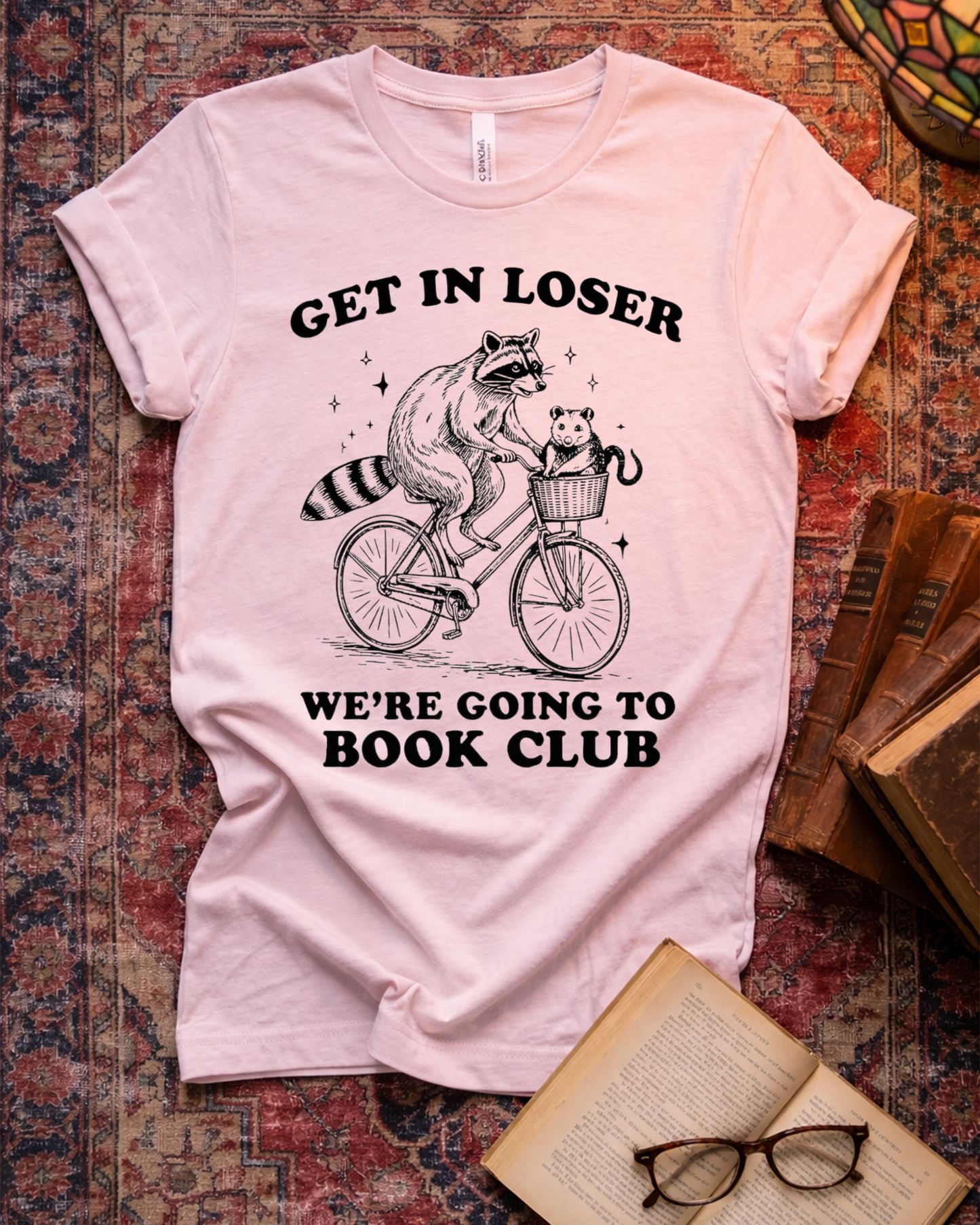 Get In Loser We're Going To Book Club Raccoon T-shirt