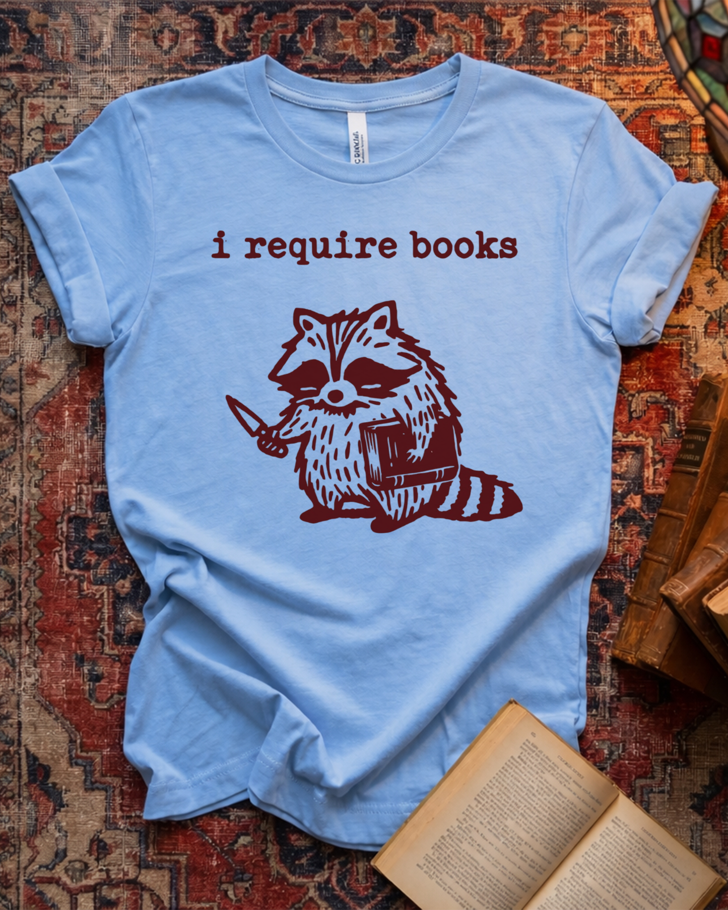Require Books Raccoon Knife T-shirt