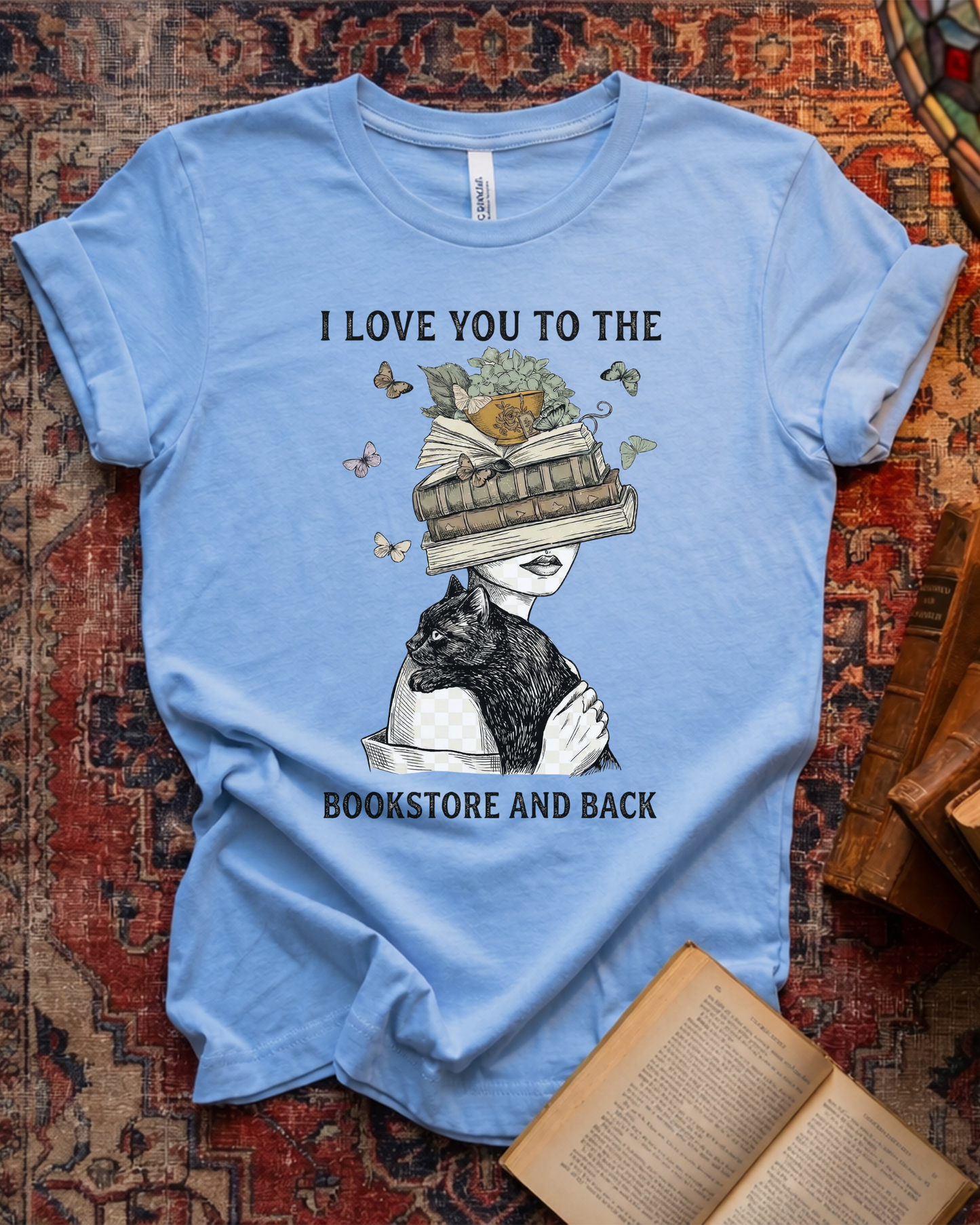 Love You To The Bookstore Cat T-shirt