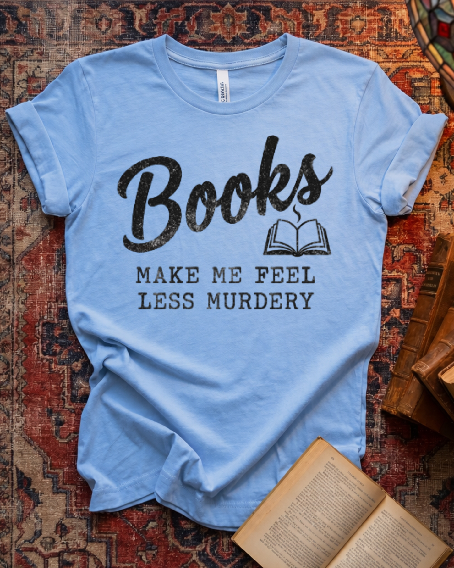 Less Murdery Mystery Reader T-shirt