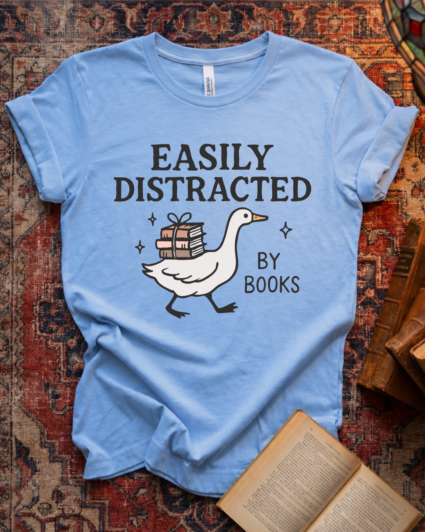 Easily Distracted Duck Reading T-shirt