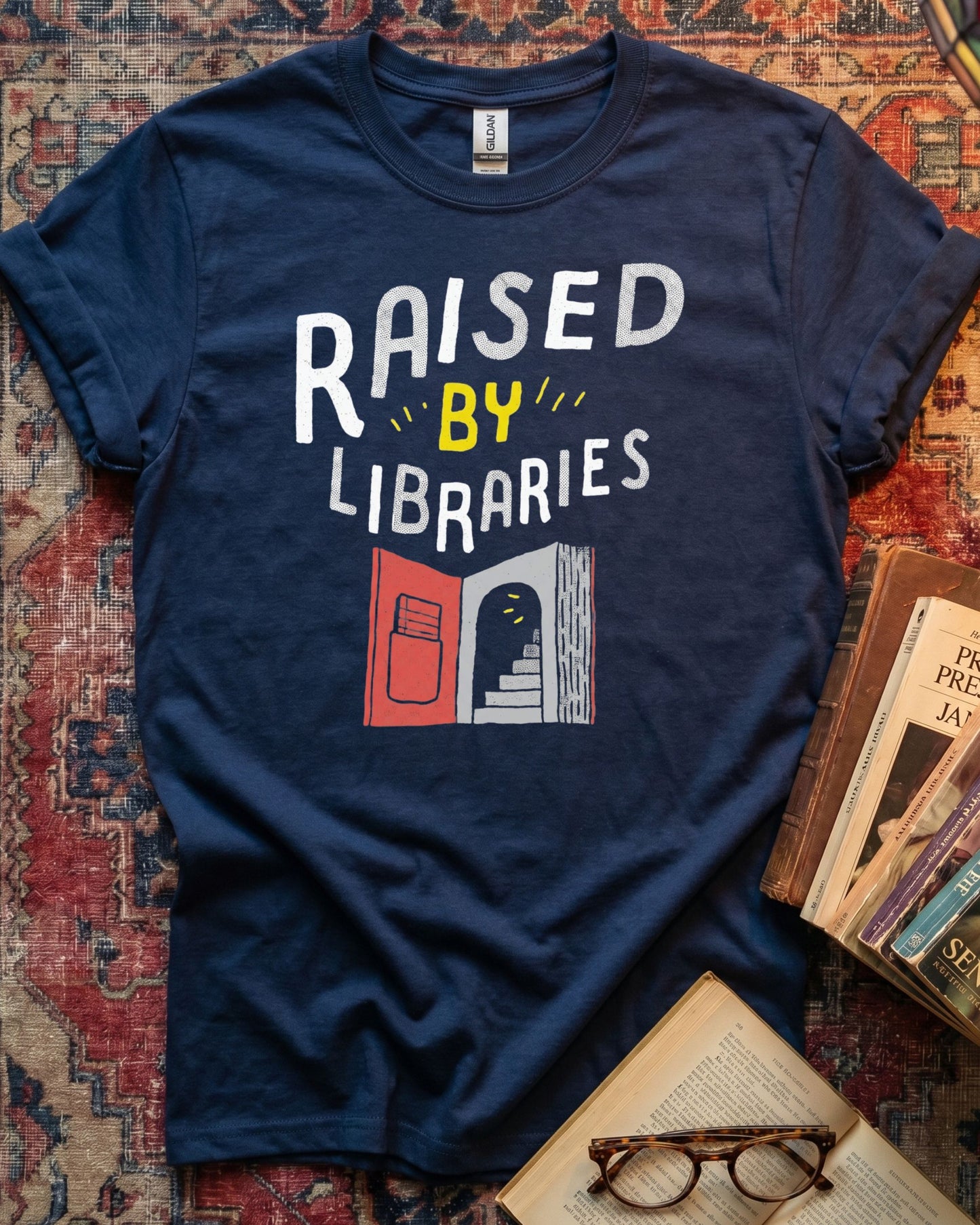 Raised By Libraries Reading T-shirt