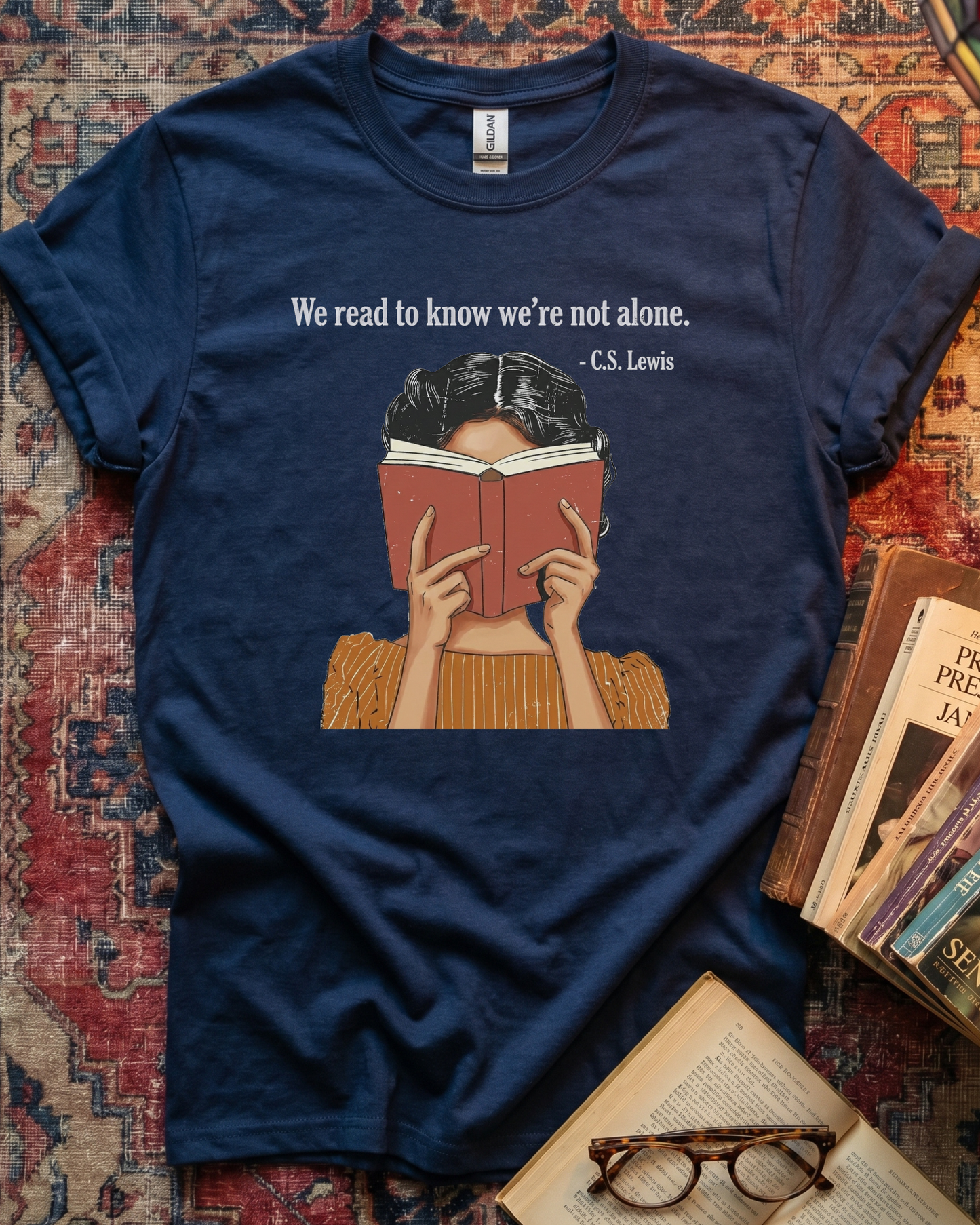 C.S. Lewis Quote Reading T-shirt