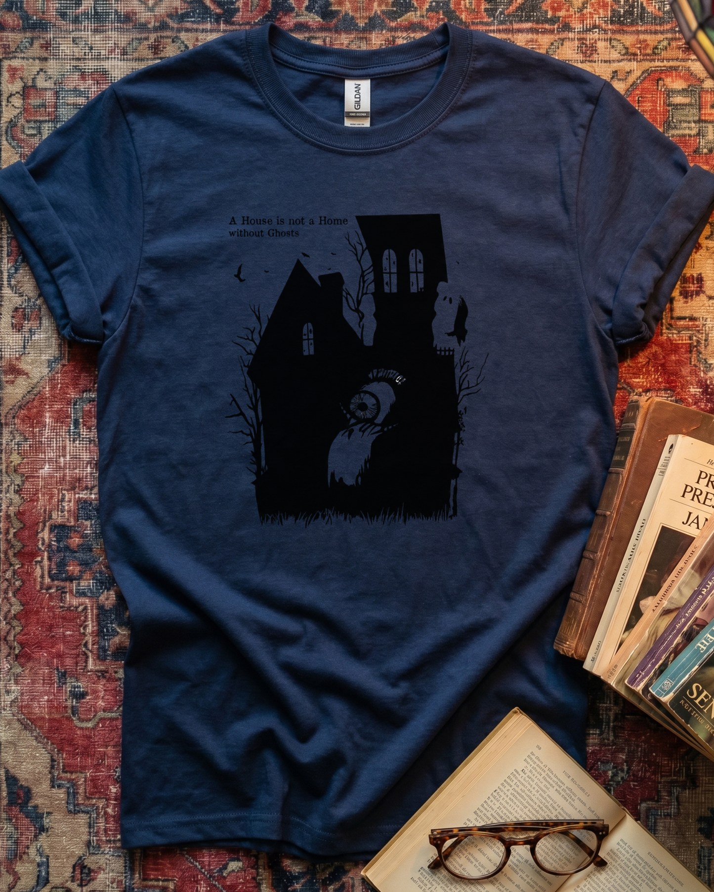 Gothic Ghost House Reading T-shirt